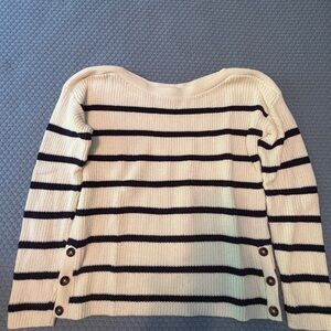 Marled Cream and Navy Striped Women's Sweater